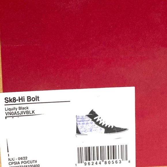 VANS Sk8-Hi Bolt Shoes Men's Black Blue Suede Canvas Sneakers Skate VN0A5JIVBLK - Picture 7 of 8